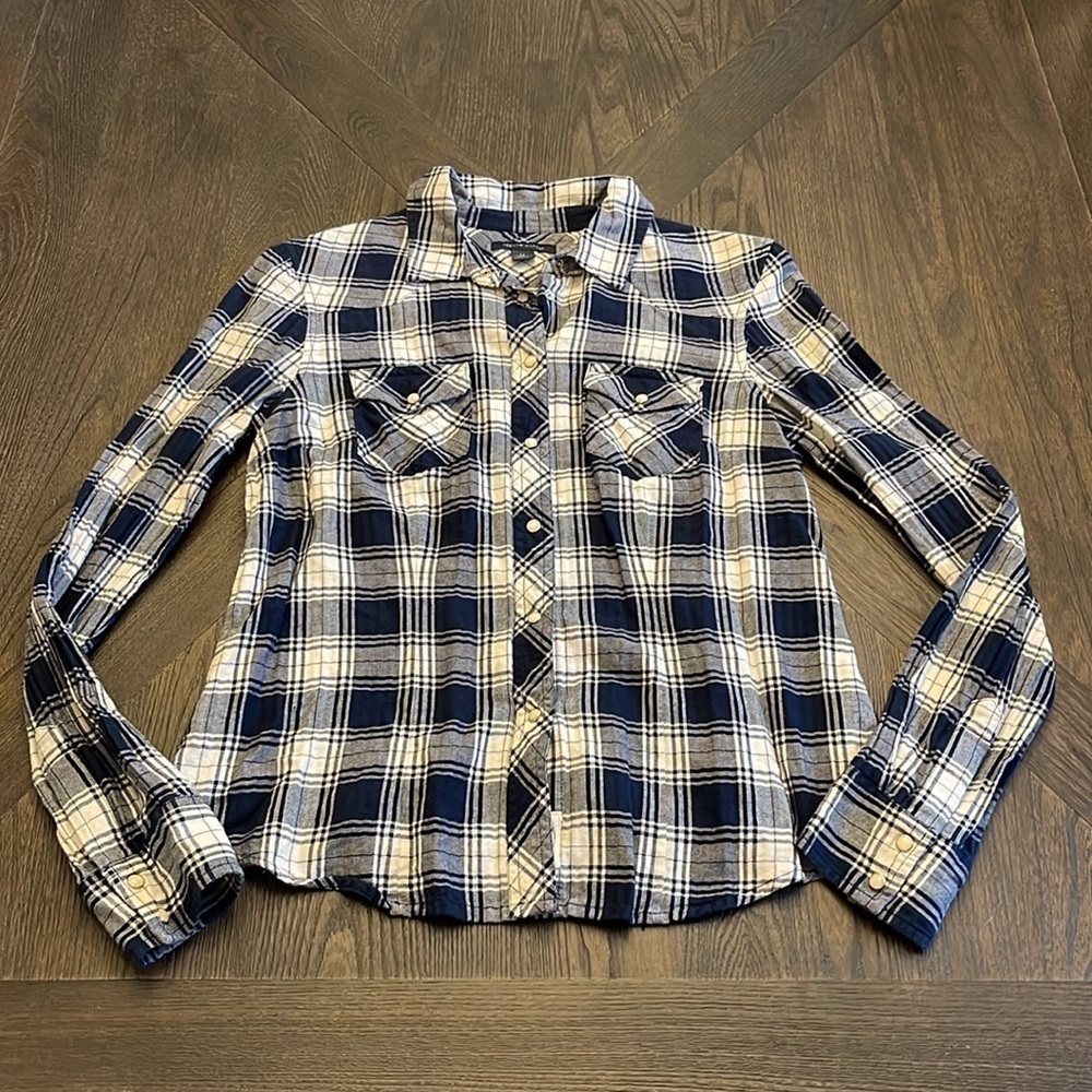 Tommy Hilfiger Blue Plaid Button Down Shirt Medium